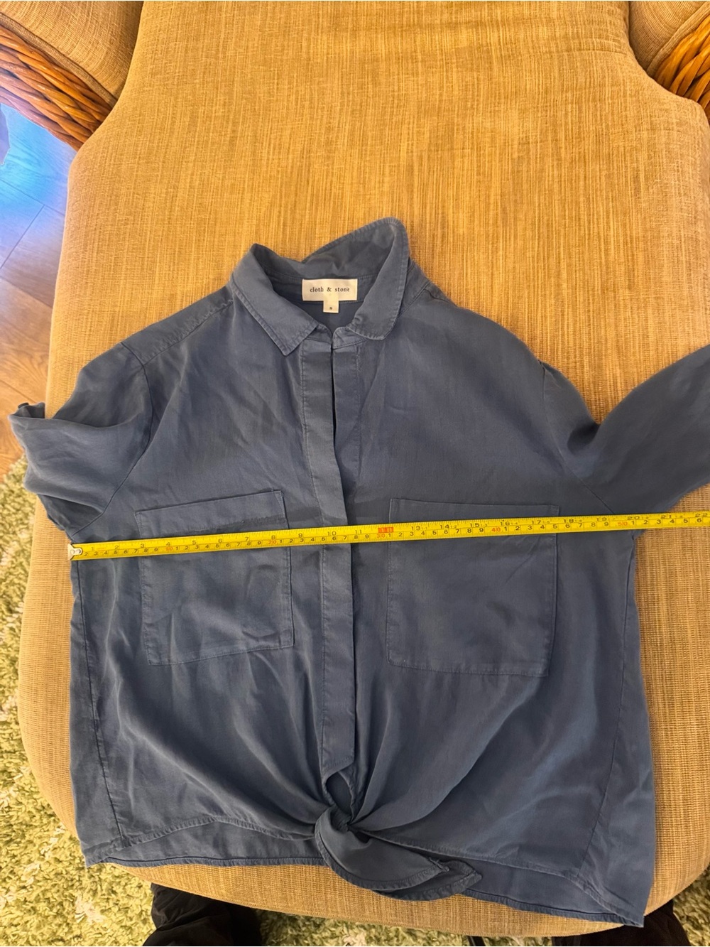 Cloth & Stone Blue Tie-Front Surf Shirt - Picture 8 of 10
